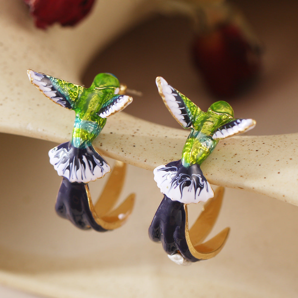 Adorable Hummingbird Shape Drop Earrings – Perfect for Nature Lovers