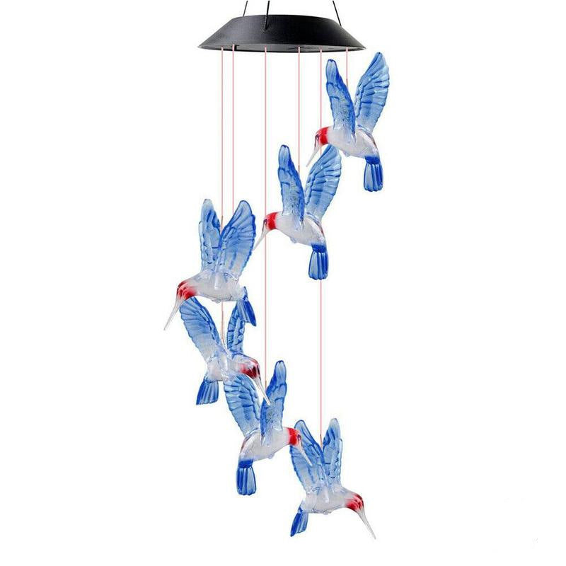 Color-Changing LED Solar Hummingbird Wind Chime – Vibrant Garden Light for Day and Night