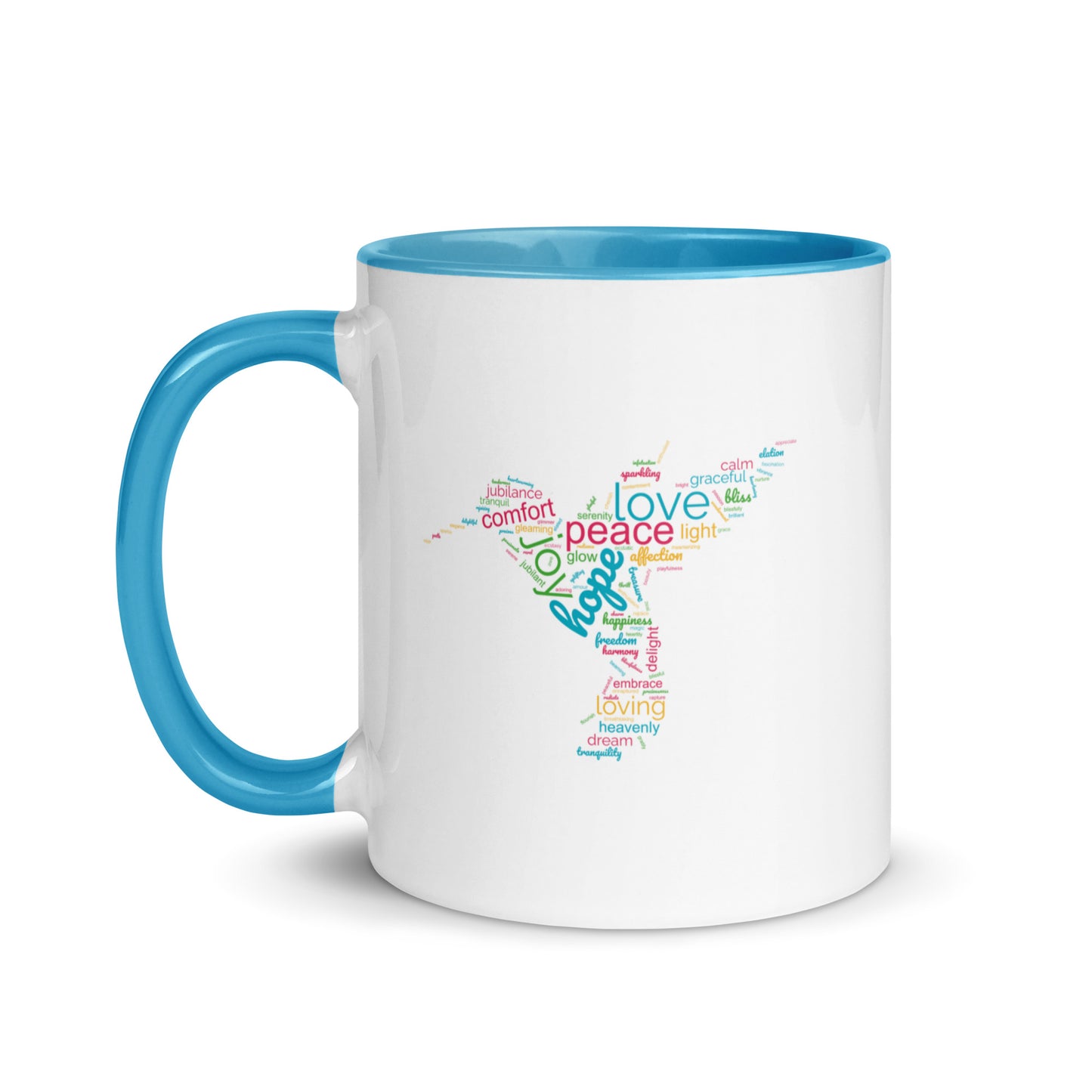 Colourful Hummingbird Mug with Colour Inside Capturing the True Essence: Small Hearts, Big Love