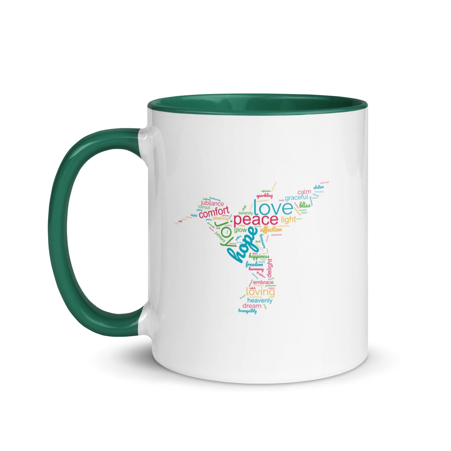 Colourful Hummingbird Mug with Colour Inside Capturing the True Essence: Small Hearts, Big Love