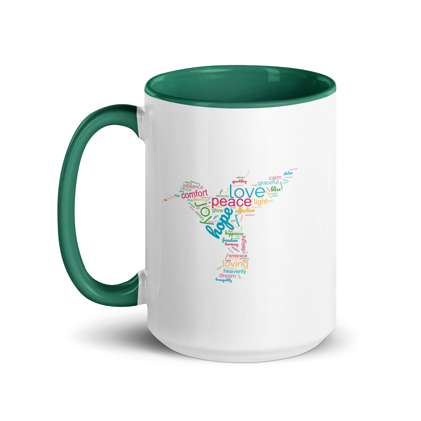 Colourful Hummingbird Mug with Colour Inside Capturing the True Essence: Small Hearts, Big Love