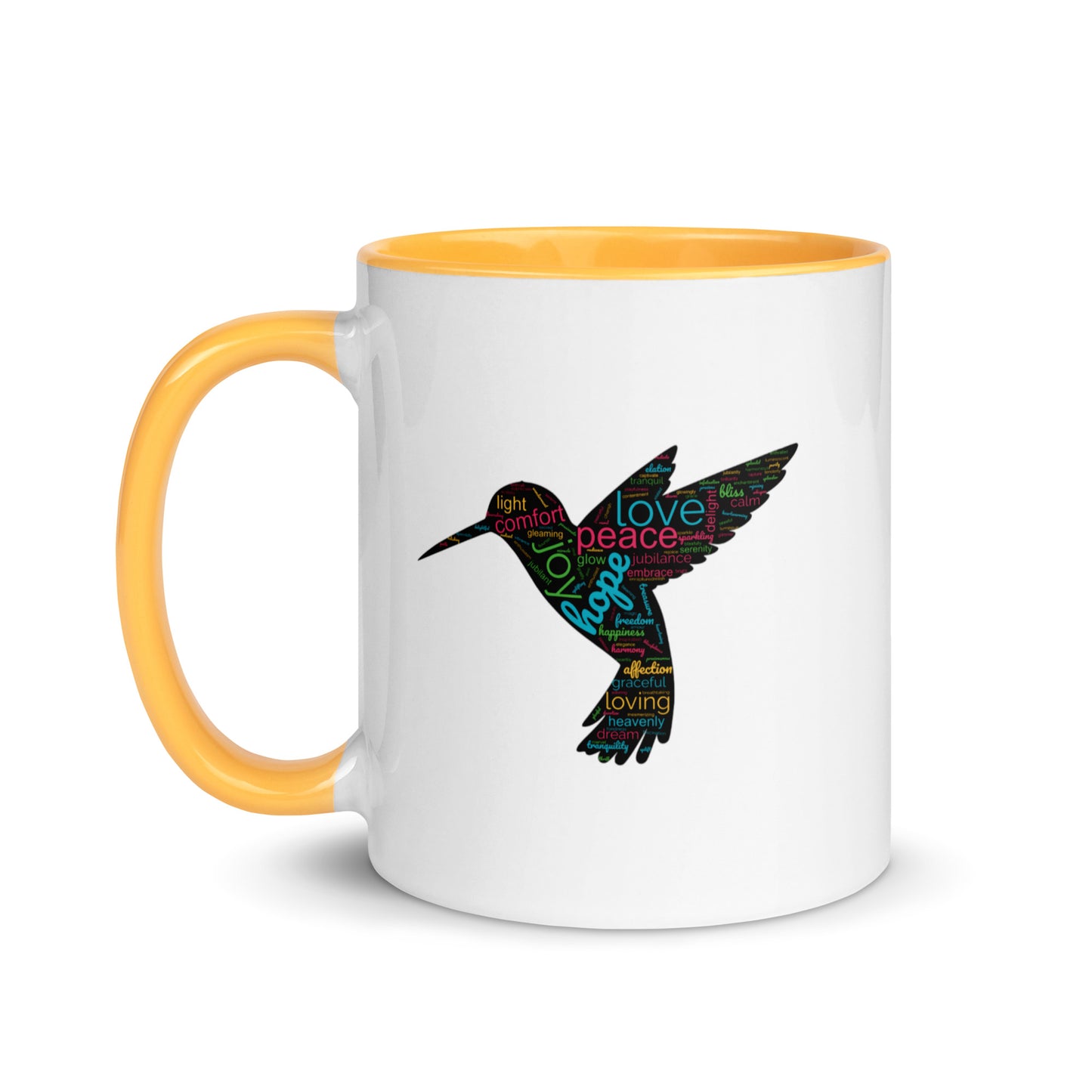 Beautiful Design Hummingbird Mug with Colour Inside Capturing the True Essence: Small Hearts, Big Love