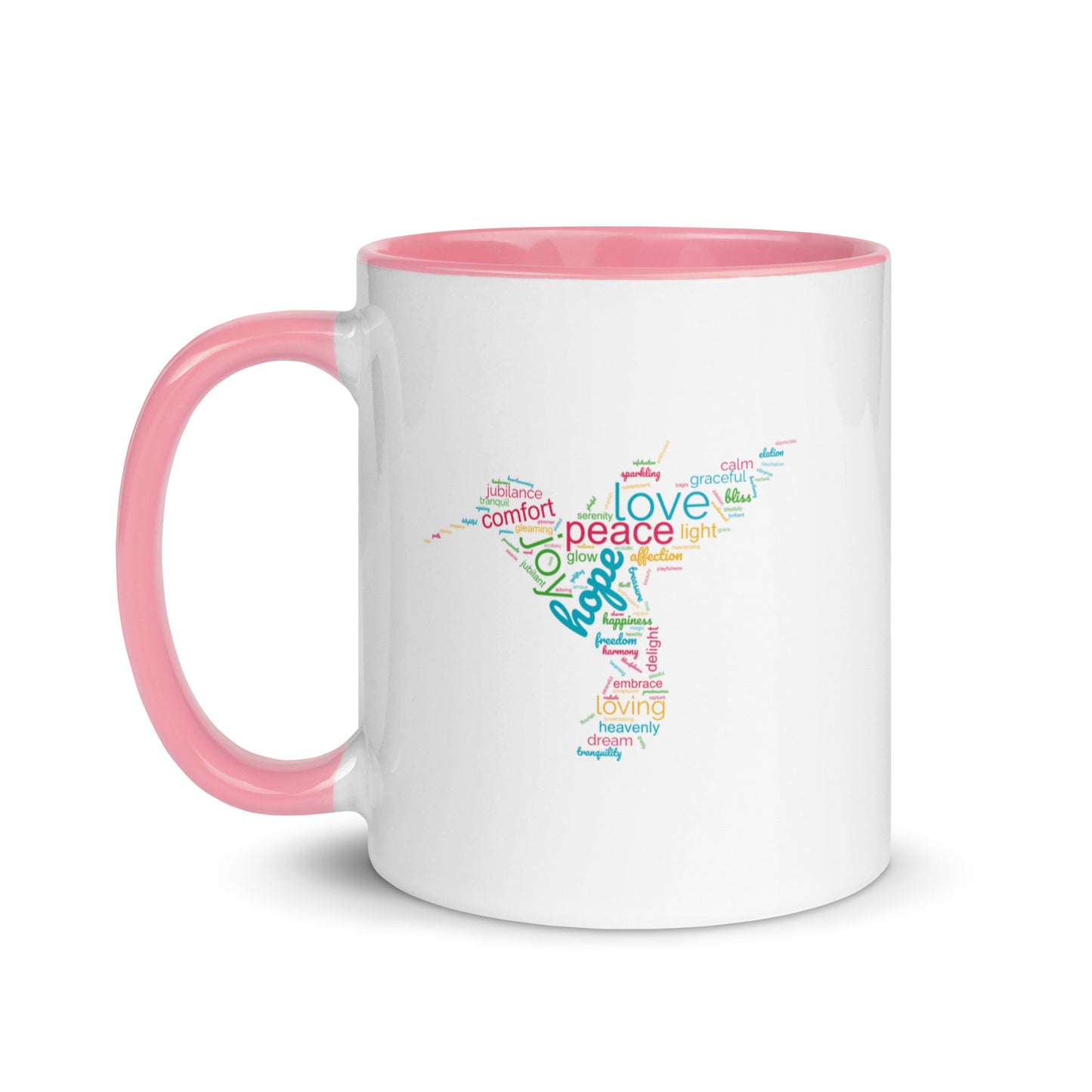 Colourful Hummingbird Mug with Colour Inside Capturing the True Essence: Small Hearts, Big Love